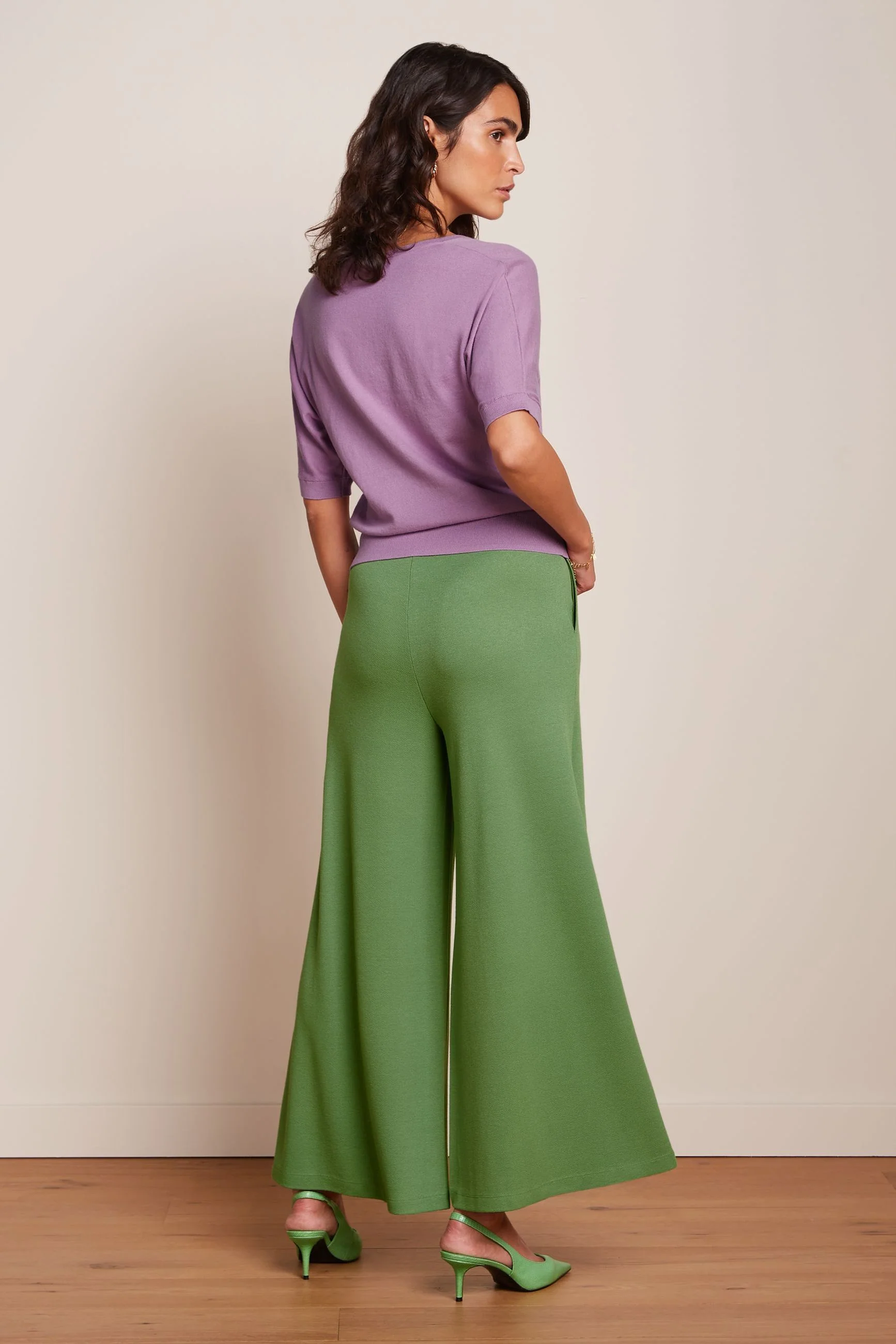 Border Palazzo Cropped Pants Milano Crepe - Image 3