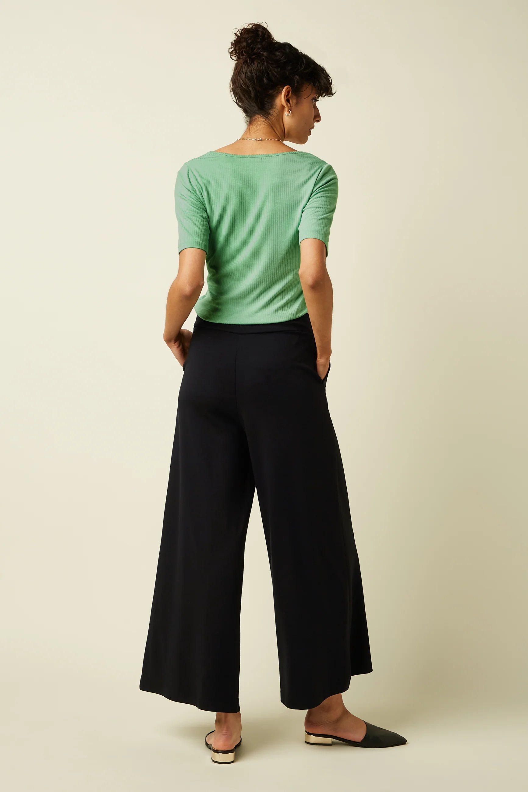 Border Palazzo Cropped Pants Milano Uni - Image 4